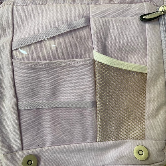 Travelon lilac canvas crossbody messenger bag organizer pockets adjustable strap - Picture 10 of 14